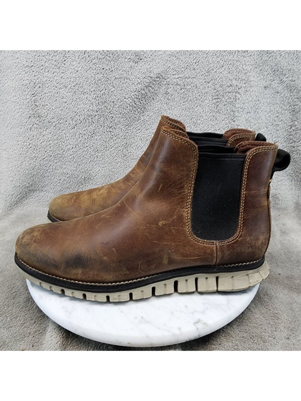Cole Haan Shoes Mens Size 7.5 Brown Leather Zero Grand Chelsea Boots *Read*